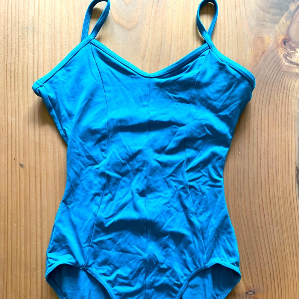 Simple elegant turquoise one piece swimsuit